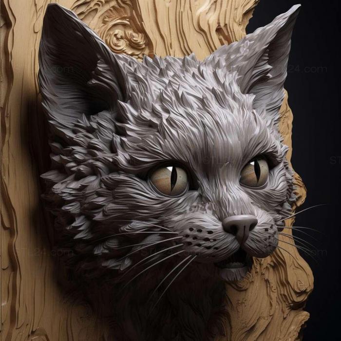 Nature and animals (Lykoi cat 4, NATURE_7772) 3D models for cnc